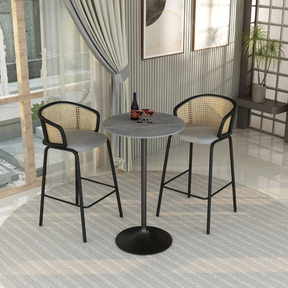 Verve Bar Height Dining Table with 27" Round Sintered Stone Top and Black Stainless Steel Base - Elax Furniture