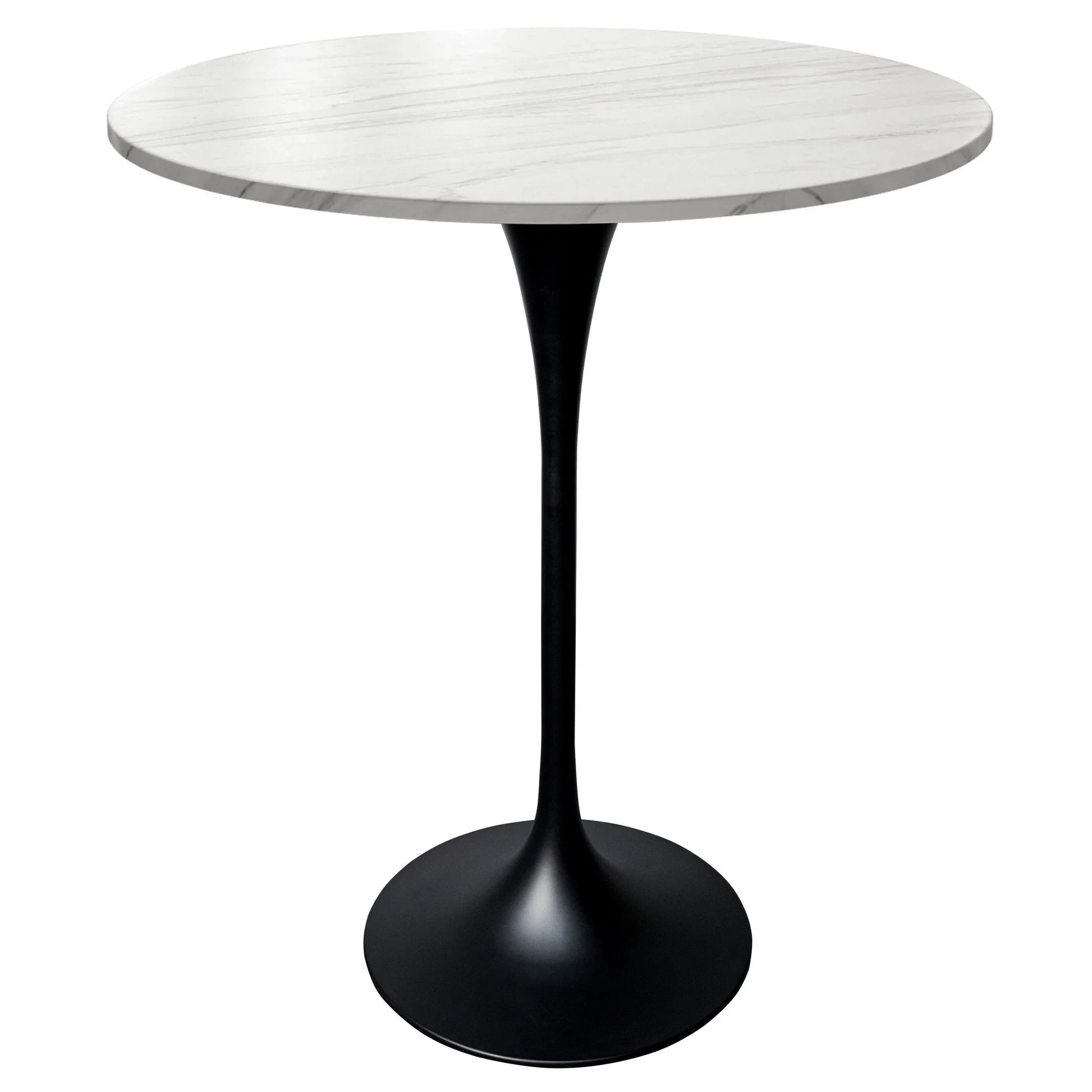 Verve Bar Height Dining Table with 27" Round Sintered Stone Top and Black Stainless Steel Base - Elax Furniture