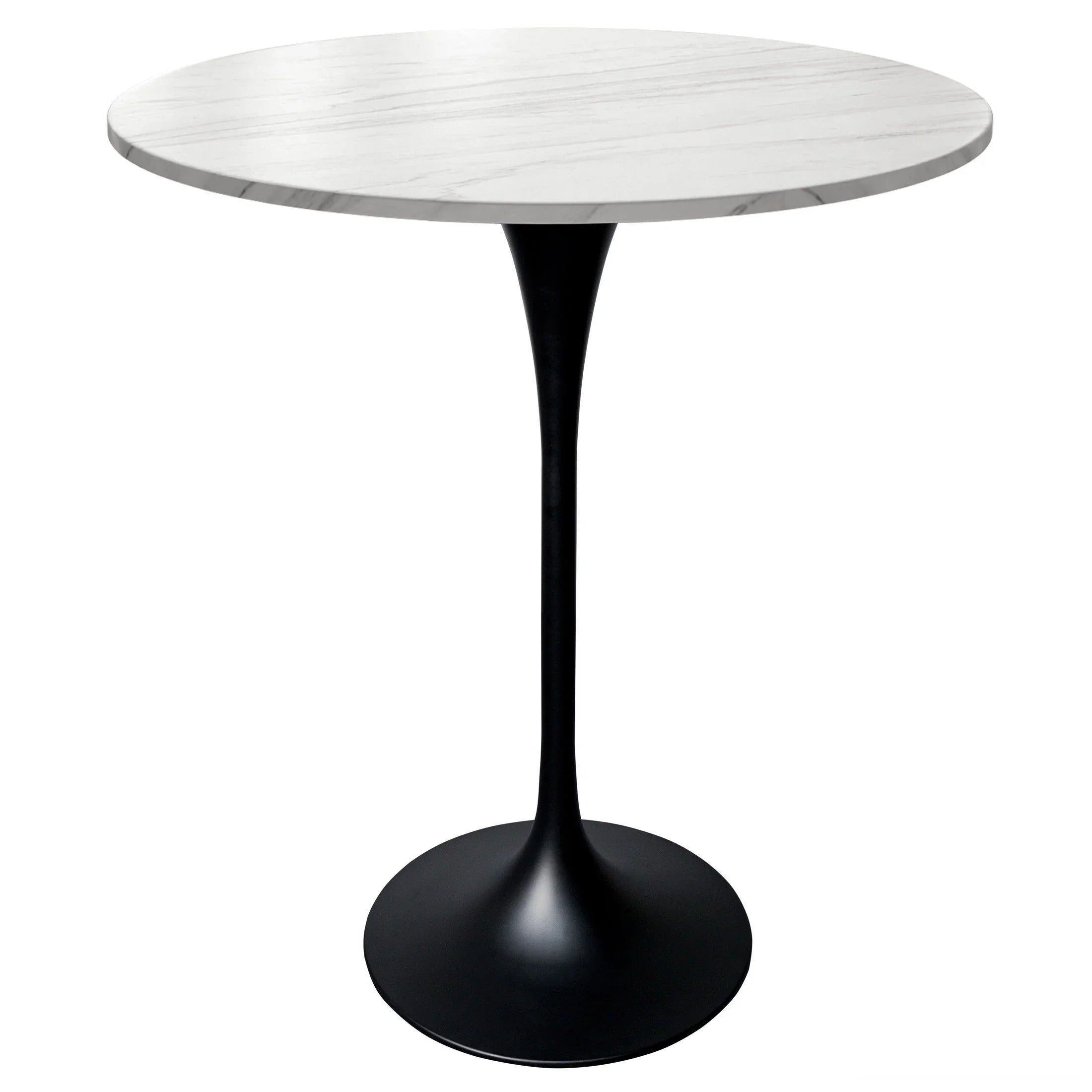 Verve Bar Height Dining Table with 27" Round Sintered Stone Top and Black Stainless Steel Base - Elax Furniture