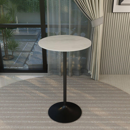 Verve Bar Height Dining Table with 27" Round Sintered Stone Top and Black Stainless Steel Base - Elax Furniture
