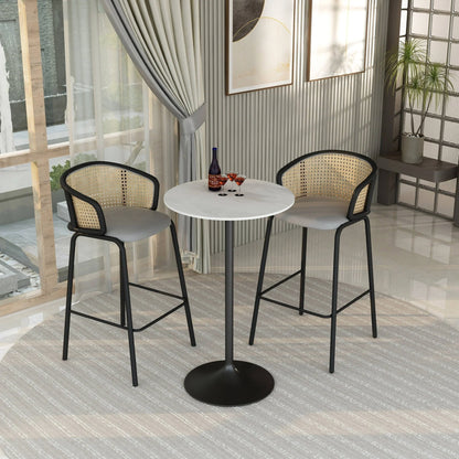 Verve Bar Height Dining Table with 27" Round Sintered Stone Top and Black Stainless Steel Base - Elax Furniture