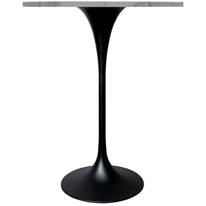 Verve Bar Height Dining Table with 27" Round Sintered Stone Top and Black Stainless Steel Base - Elax Furniture