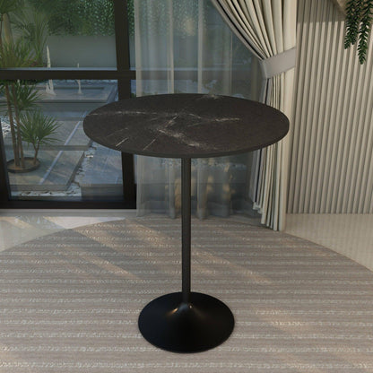 Verve Bar Height Dining Table with 36" Round MDF Top and Black Stainless Steel Pedestal Base - Elax Furniture