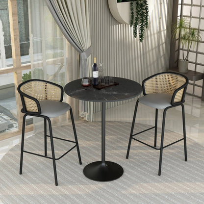 Verve Bar Height Dining Table with 36" Round MDF Top and Black Stainless Steel Pedestal Base - Elax Furniture
