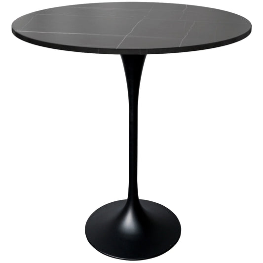 Verve Bar Height Dining Table with 36" Round Sintered Stone Top and Black Stainless Steel Base - Elax Furniture