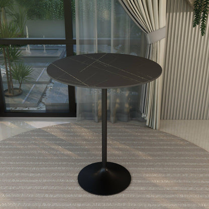 Verve Bar Height Dining Table with 36" Round Sintered Stone Top and Black Stainless Steel Base - Elax Furniture