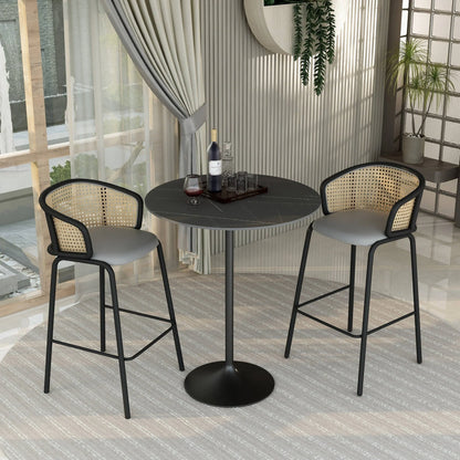 Verve Bar Height Dining Table with 36" Round Sintered Stone Top and Black Stainless Steel Base - Elax Furniture