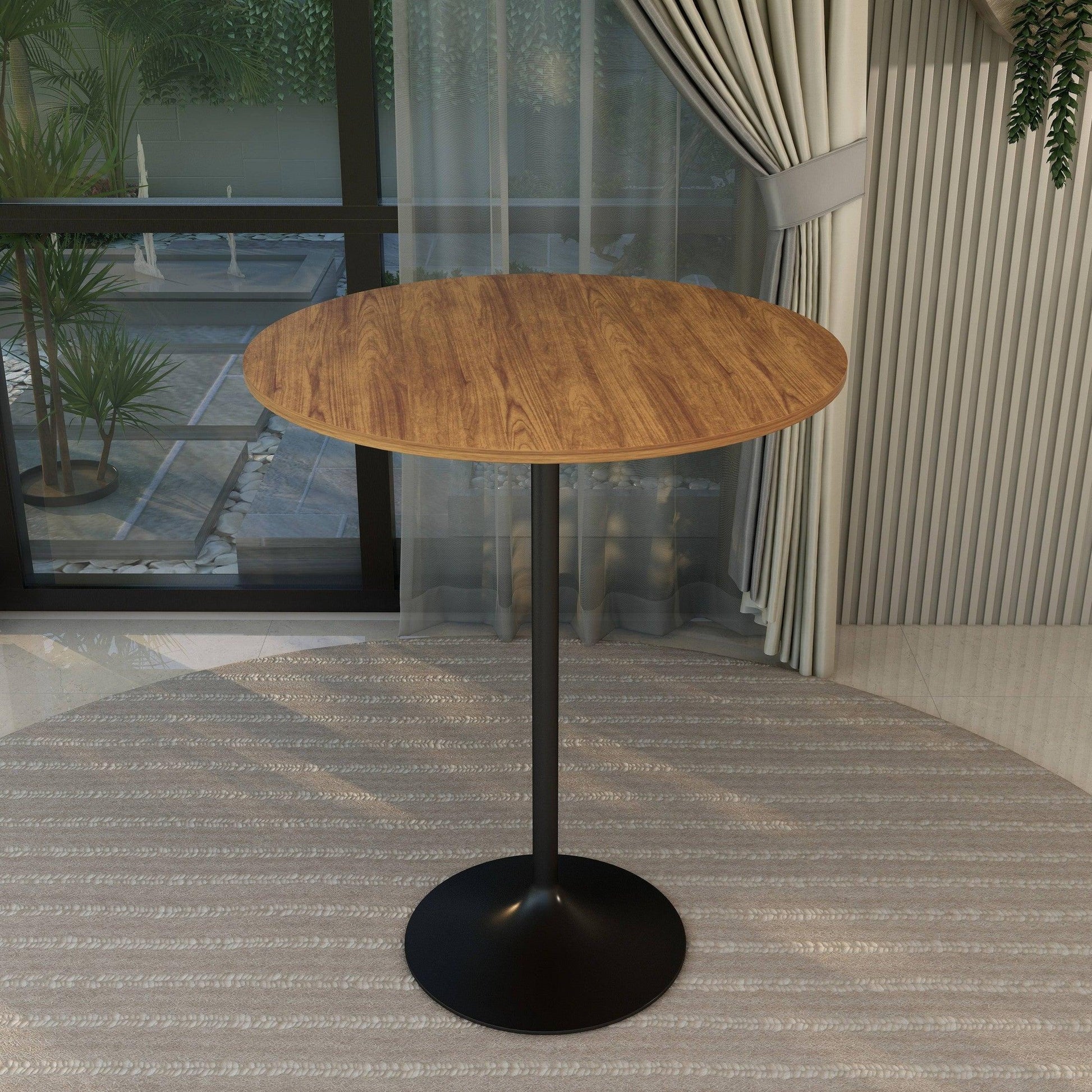 Verve Bar Height Dining Table with 36" Round MDF Top and Black Stainless Steel Pedestal Base - Elax Furniture
