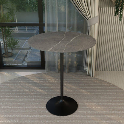 Verve Bar Height Dining Table with 36" Round Sintered Stone Top and Black Stainless Steel Base - Elax Furniture