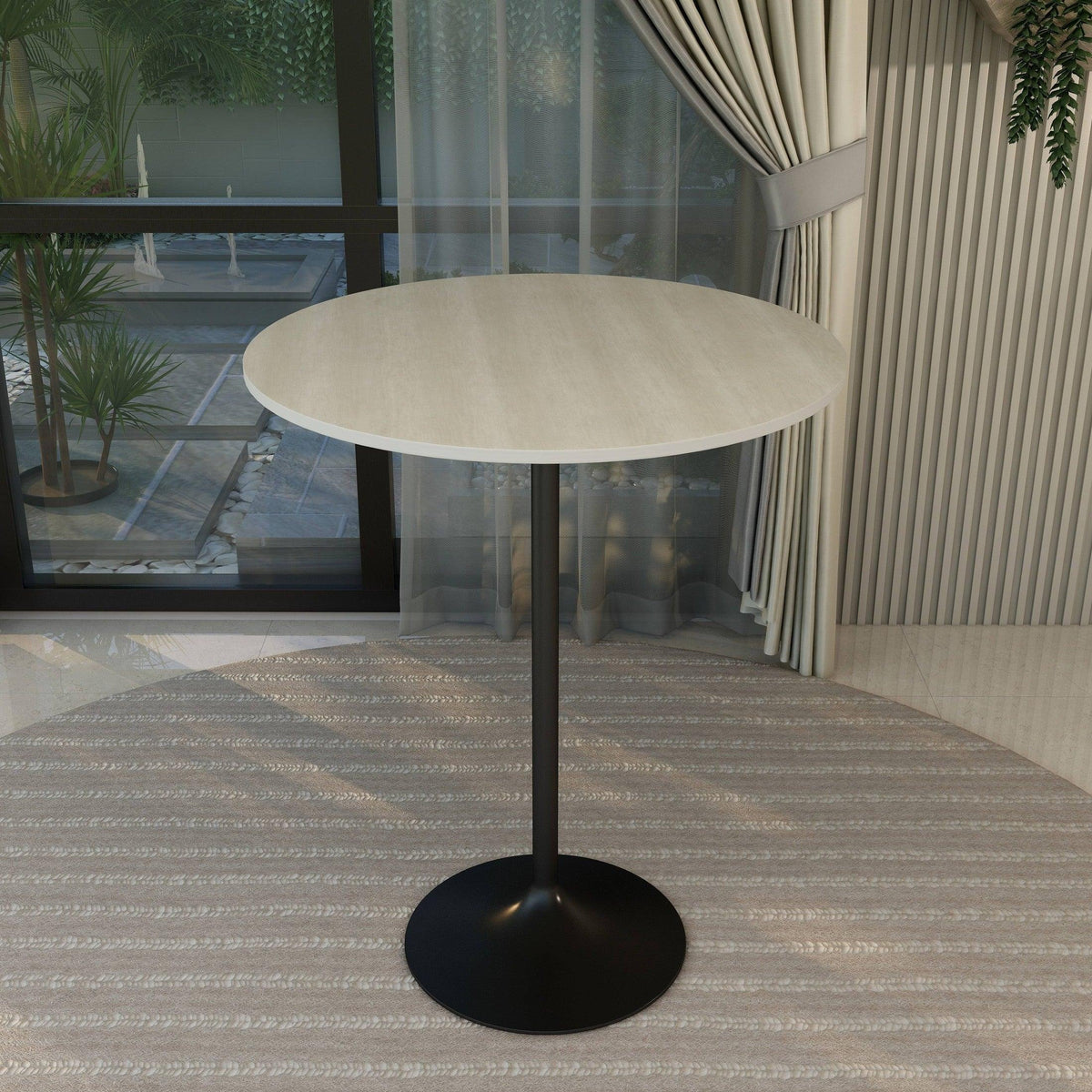 Verve Bar Height Dining Table with 36" Round MDF Top and Black Stainless Steel Pedestal Base - Elax Furniture