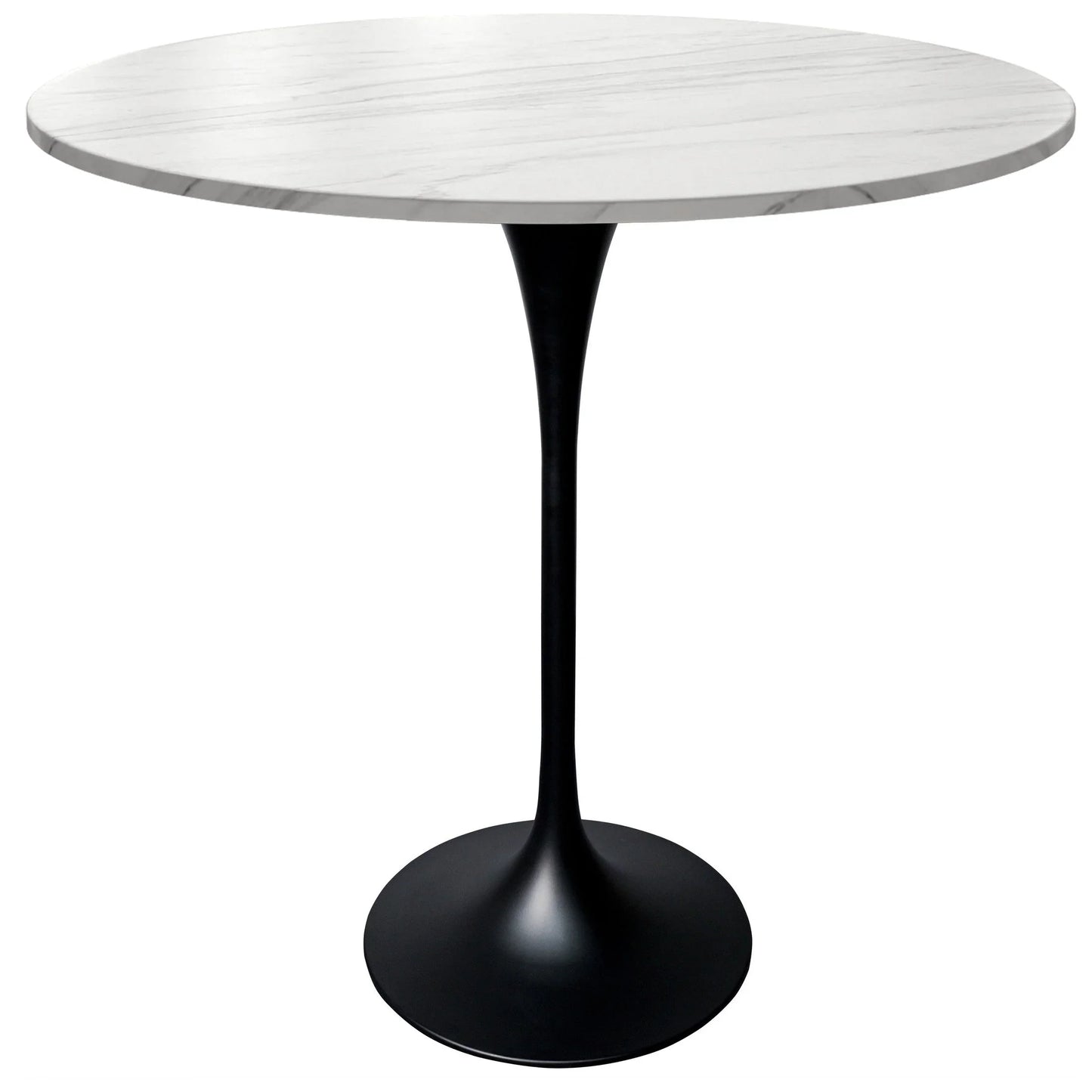 Verve Bar Height Dining Table with 36" Round Sintered Stone Top and Black Stainless Steel Base - Elax Furniture