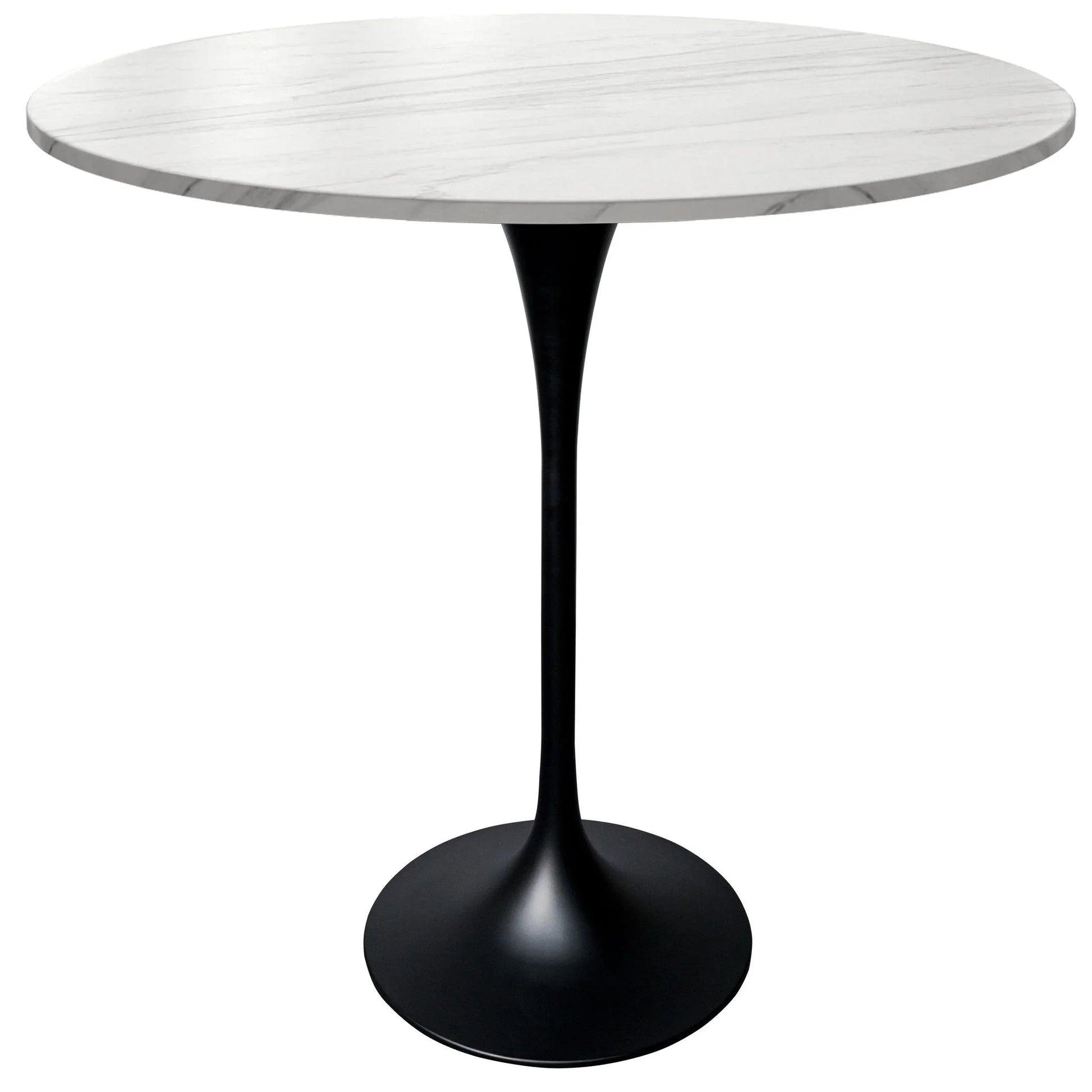 Verve Bar Height Dining Table with 36" Round Sintered Stone Top and Black Stainless Steel Base - Elax Furniture