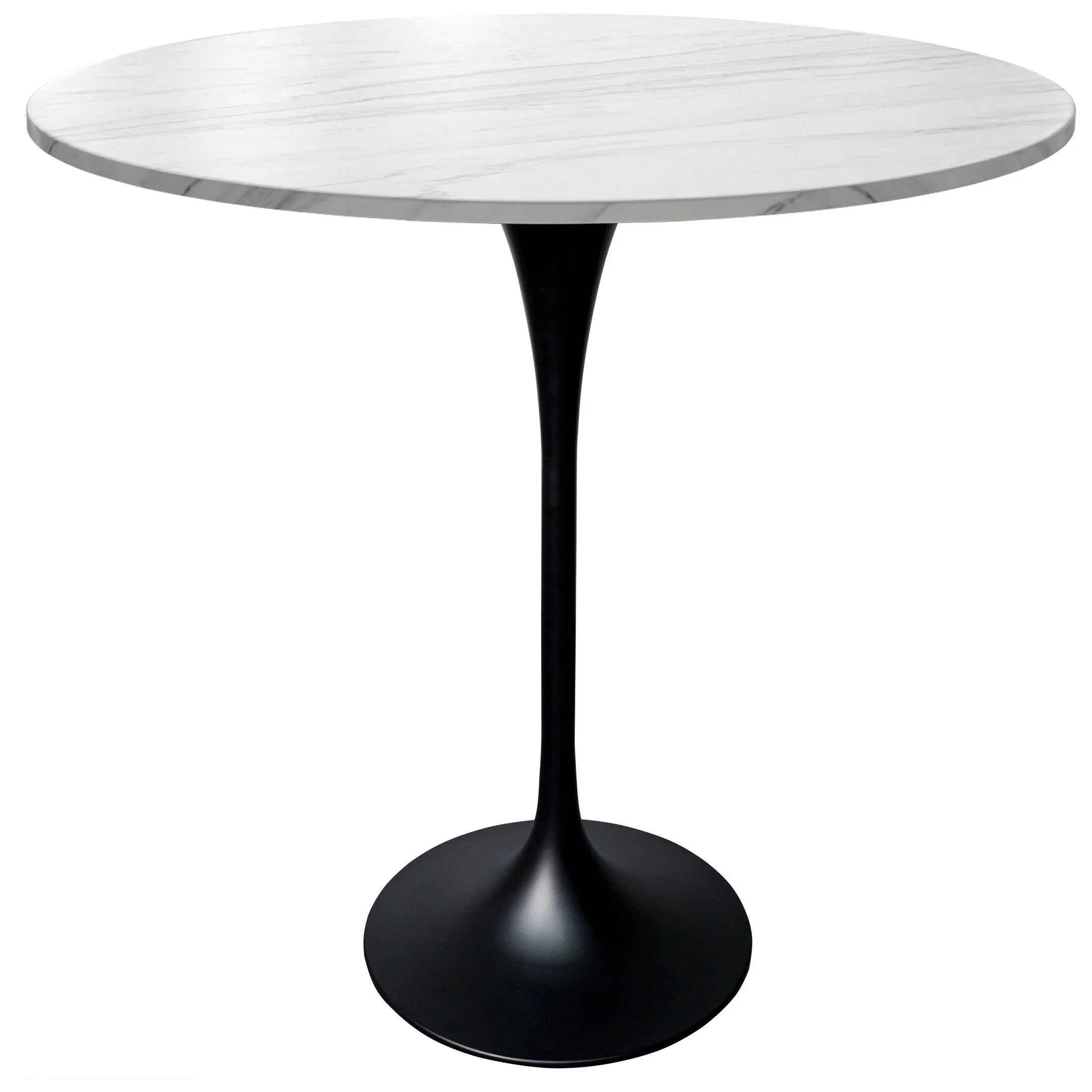Verve Bar Height Dining Table with 36" Round Sintered Stone Top and Black Stainless Steel Base - Elax Furniture
