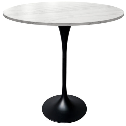 Verve Bar Height Dining Table with 36" Round Sintered Stone Top and Black Stainless Steel Base - Elax Furniture