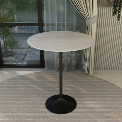 Verve Bar Height Dining Table with 36" Round Sintered Stone Top and Black Stainless Steel Base - Elax Furniture