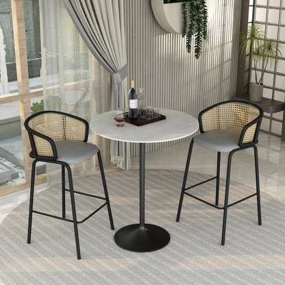 Verve Bar Height Dining Table with 36" Round Sintered Stone Top and Black Stainless Steel Base - Elax Furniture
