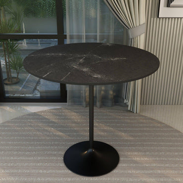 Verve Bar Height Dining Table with 48" Round MDF Top and Black Stainless Steel Pedestal Base - Elax Furniture