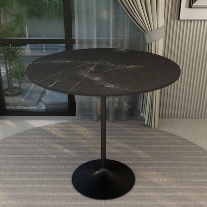Verve Bar Height Dining Table with 48" Round MDF Top and Black Stainless Steel Pedestal Base - Elax Furniture