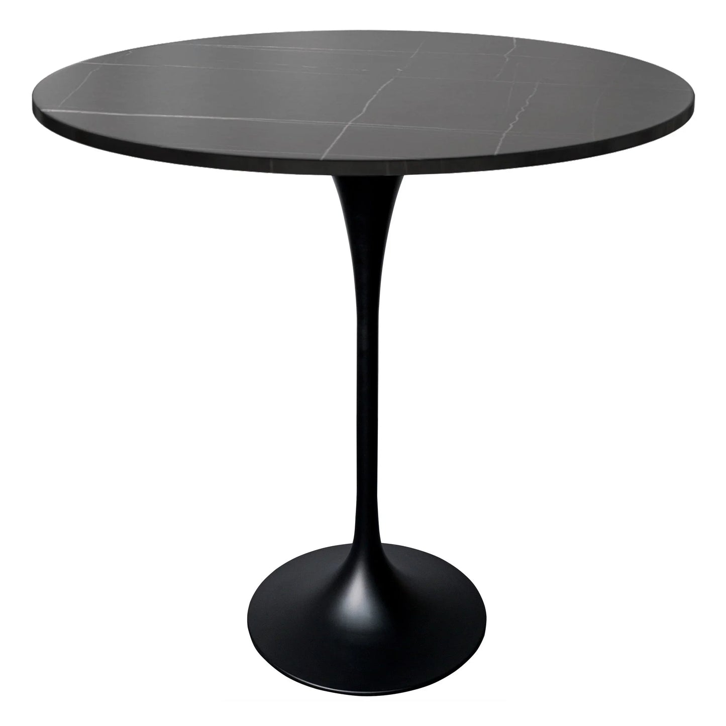 Verve Bar Height Dining Table with 48" Round Sintered Stone Top and Black Stainless Steel Base - Elax Furniture