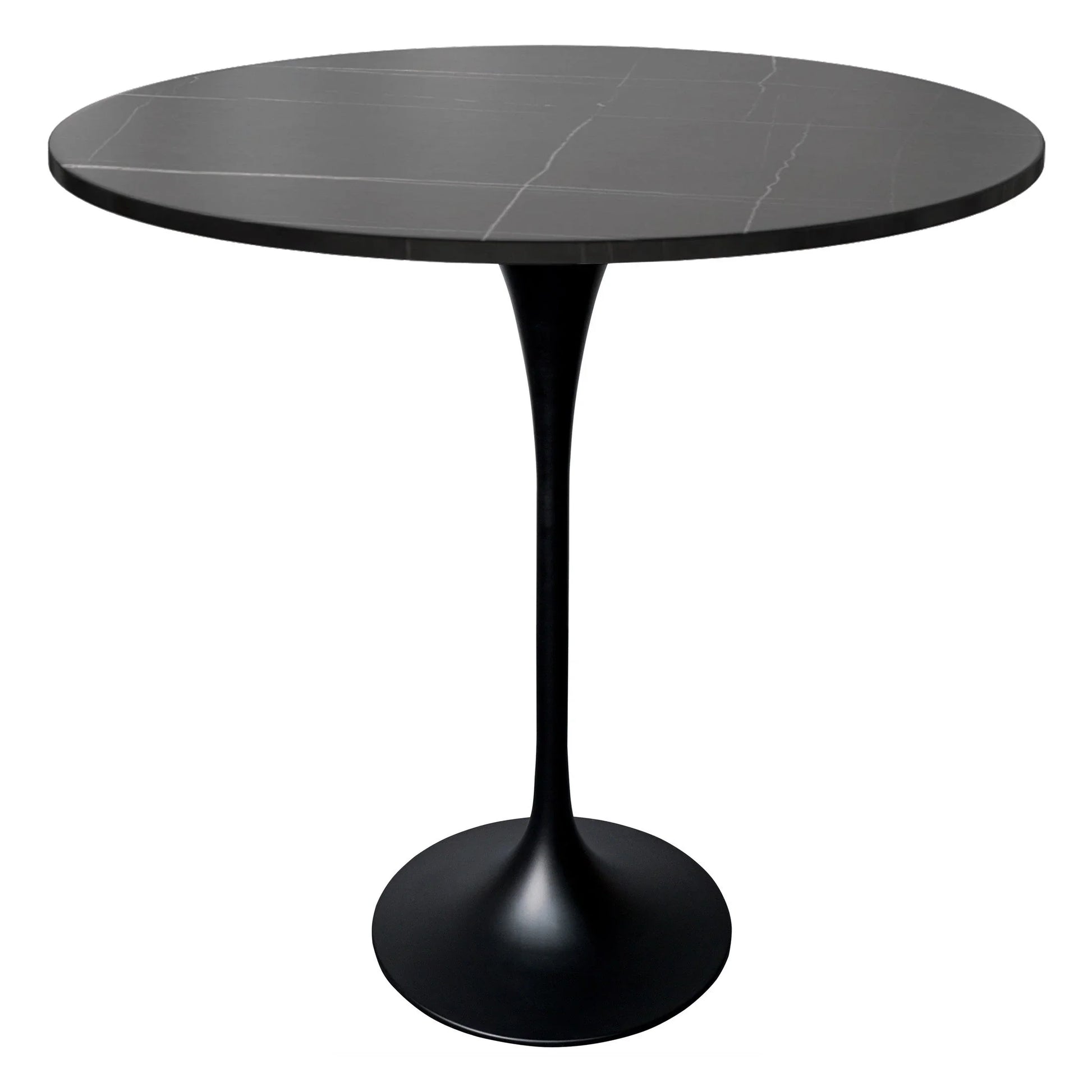 Verve Bar Height Dining Table with 48" Round Sintered Stone Top and Black Stainless Steel Base - Elax Furniture