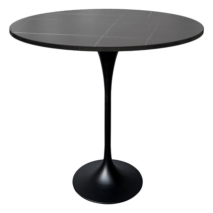 Verve Bar Height Dining Table with 48" Round Sintered Stone Top and Black Stainless Steel Base - Elax Furniture