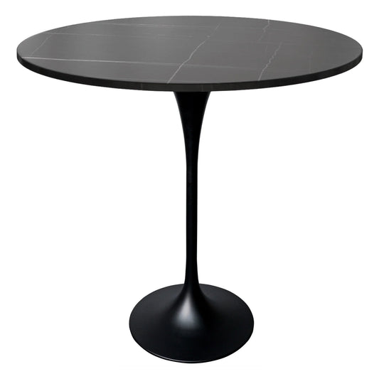 Verve Bar Height Dining Table with 48" Round Sintered Stone Top and Black Stainless Steel Base - Elax Furniture