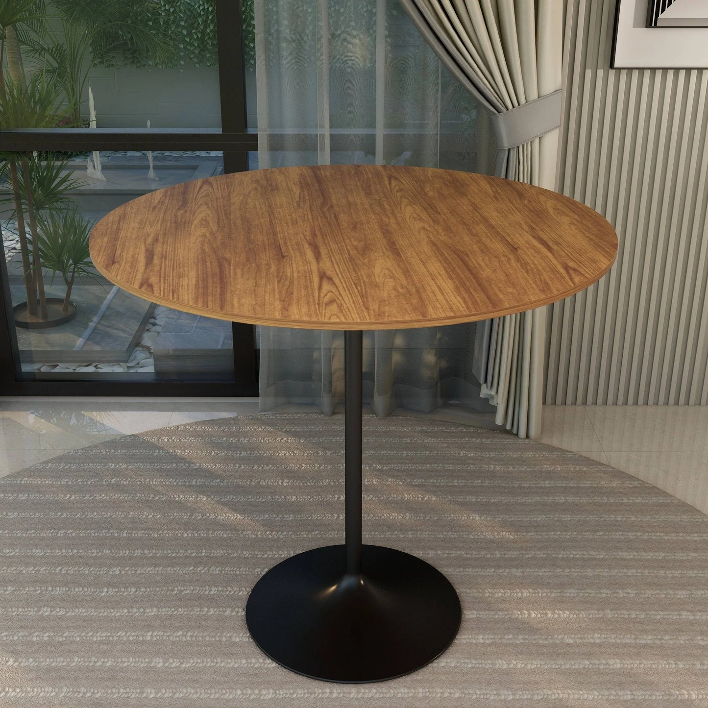 Verve Bar Height Dining Table with 48" Round MDF Top and Black Stainless Steel Pedestal Base - Elax Furniture