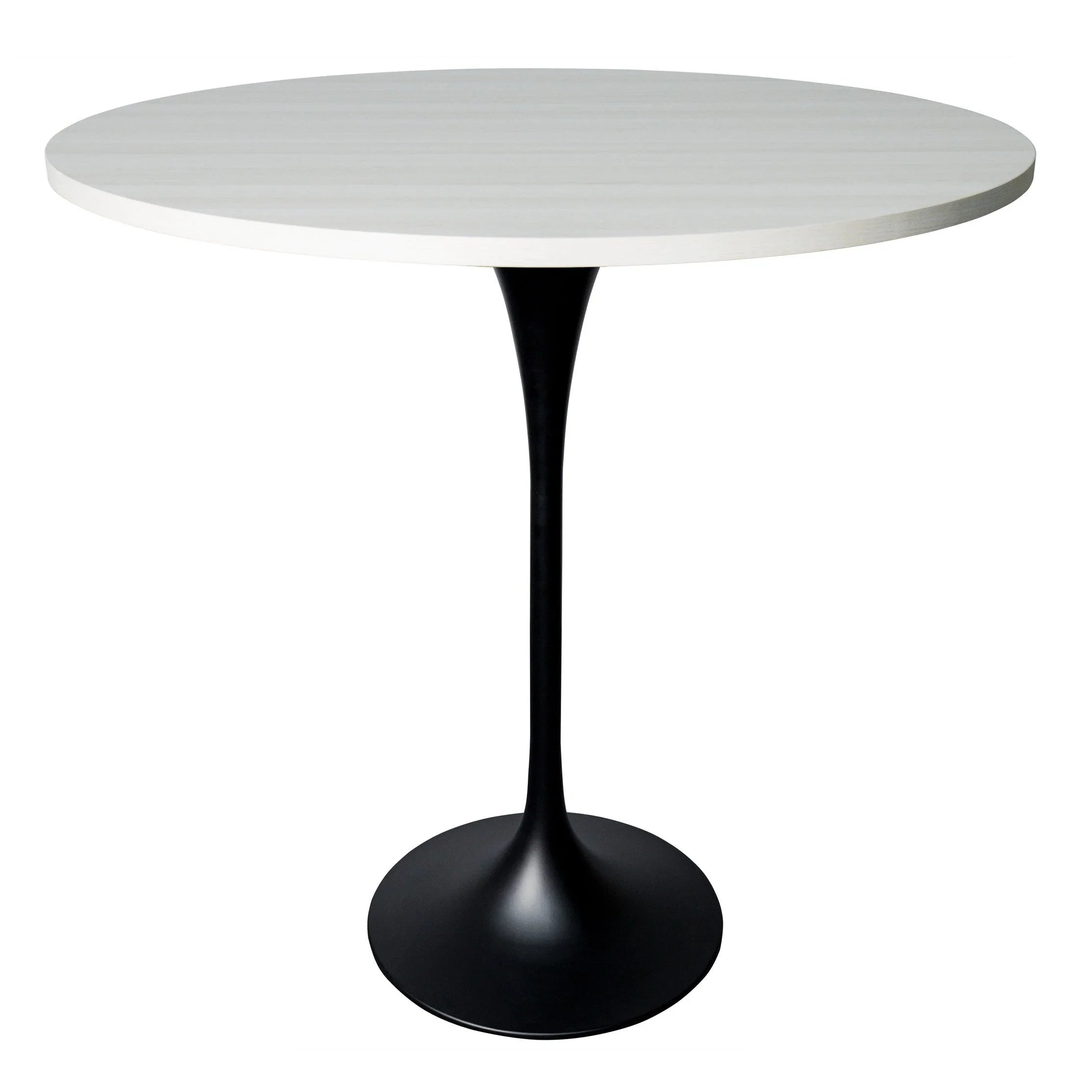 Verve Bar Height Dining Table with 48" Round MDF Top and Black Stainless Steel Pedestal Base - Elax Furniture