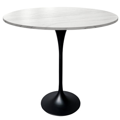 Verve Bar Height Dining Table with 48" Round Sintered Stone Top and Black Stainless Steel Base - Elax Furniture