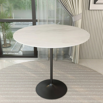 Verve Bar Height Dining Table with 48" Round Sintered Stone Top and Black Stainless Steel Base - Elax Furniture