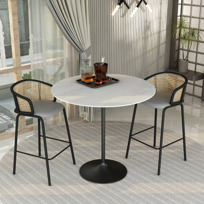 Verve Bar Height Dining Table with 48" Round Sintered Stone Top and Black Stainless Steel Base - Elax Furniture