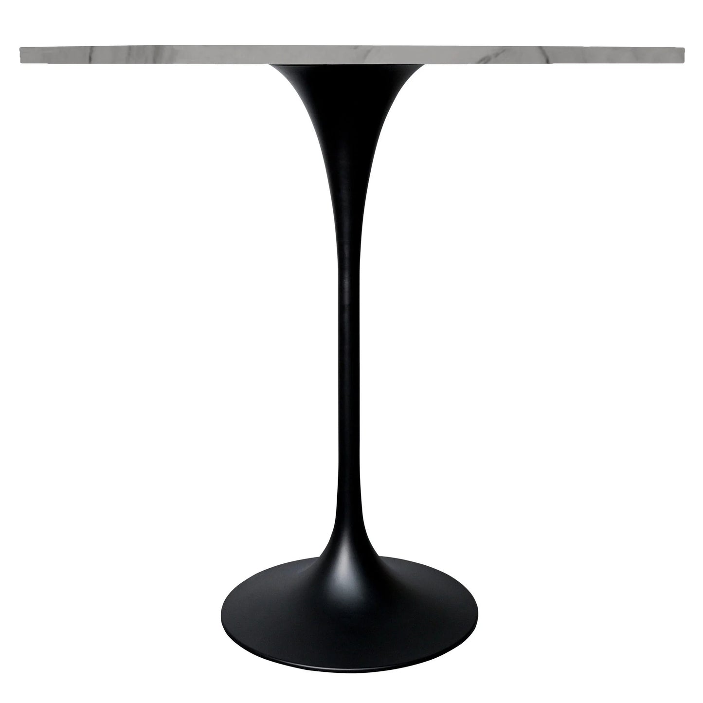 Verve Bar Height Dining Table with 48" Round Sintered Stone Top and Black Stainless Steel Base - Elax Furniture