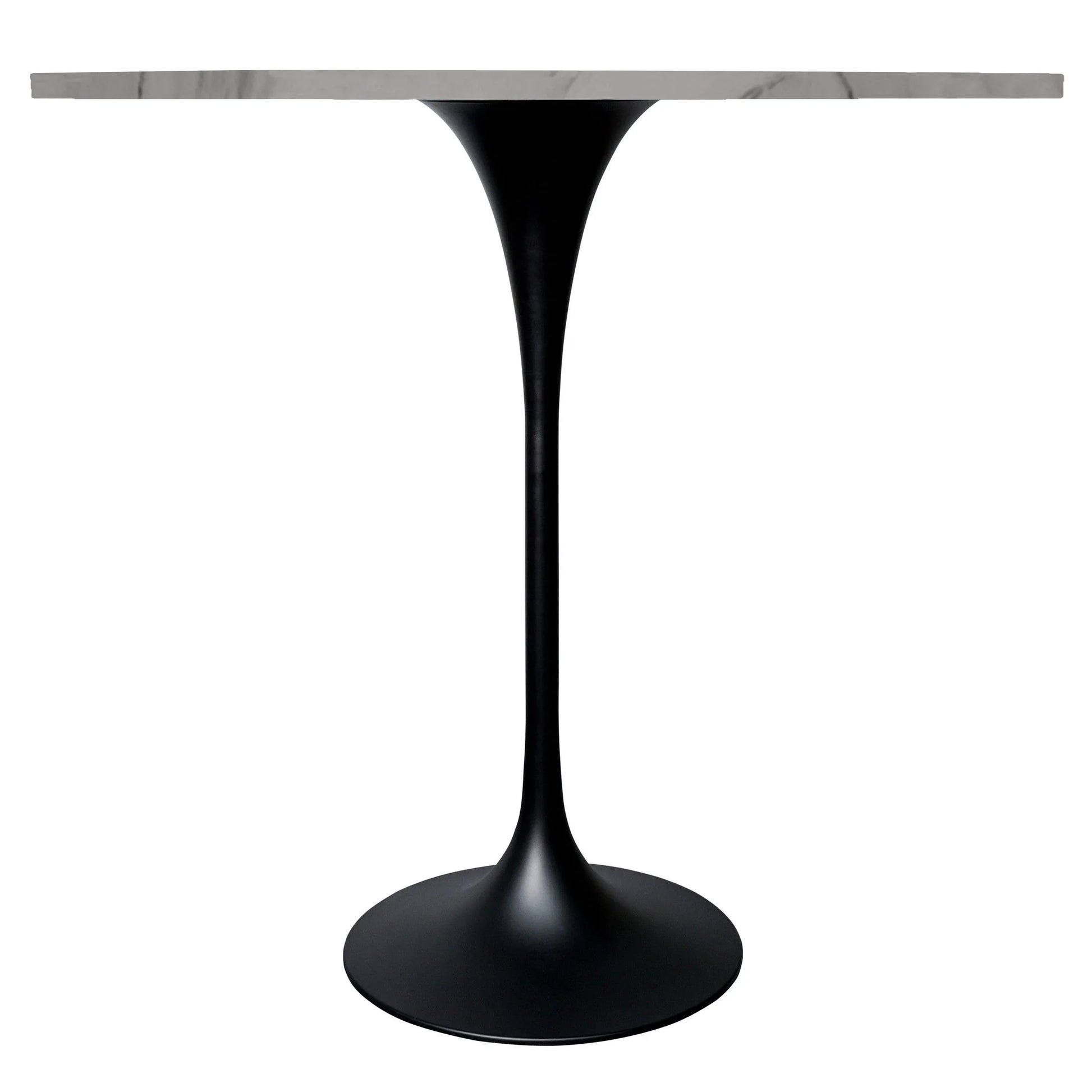 Verve Bar Height Dining Table with 48" Round Sintered Stone Top and Black Stainless Steel Base - Elax Furniture