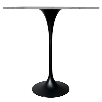 Verve Bar Height Dining Table with 48" Round Sintered Stone Top and Black Stainless Steel Base - Elax Furniture