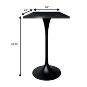 LeisureMod Verve 24" Square Top Bar Height Table, Brushed Gold/Black/White Stainless Steel Base with MDF Table Top - Elax Furniture