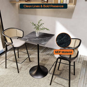 LeisureMod Verve 24" Square Top Bar Height Table, Brushed Gold/Black/White Stainless Steel Base with MDF Table Top - Elax Furniture