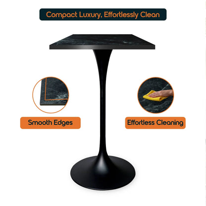 LeisureMod Verve 24" Square Top Bar Height Table, Brushed Gold/Black/White Stainless Steel Base with MDF Table Top - Elax Furniture