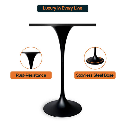 LeisureMod Verve 24" Square Top Bar Height Table, Brushed Gold/Black/White Stainless Steel Base with MDF Table Top - Elax Furniture