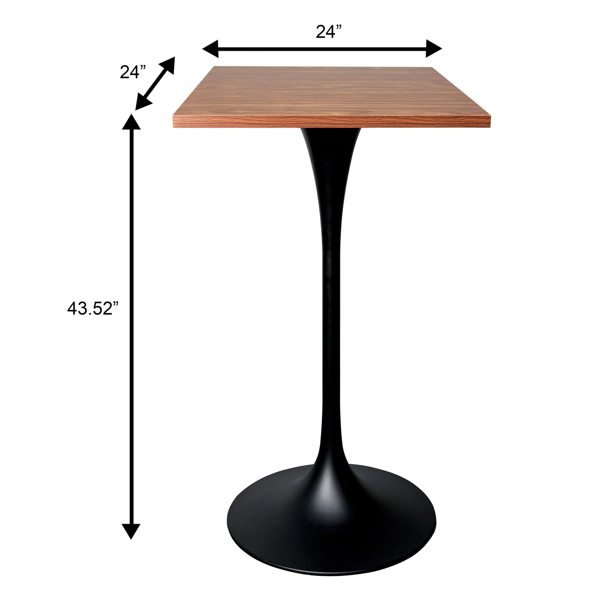 LeisureMod Verve 24" Square Top Bar Height Table, Brushed Gold/Black/White Stainless Steel Base with MDF Table Top - Elax Furniture