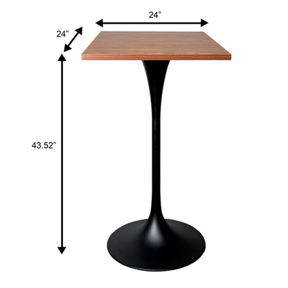 LeisureMod Verve 24" Square Top Bar Height Table, Brushed Gold/Black/White Stainless Steel Base with MDF Table Top - Elax Furniture