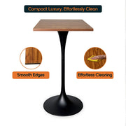 LeisureMod Verve 24" Square Top Bar Height Table, Brushed Gold/Black/White Stainless Steel Base with MDF Table Top - Elax Furniture