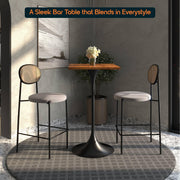 LeisureMod Verve 24" Square Top Bar Height Table, Brushed Gold/Black/White Stainless Steel Base with MDF Table Top - Elax Furniture