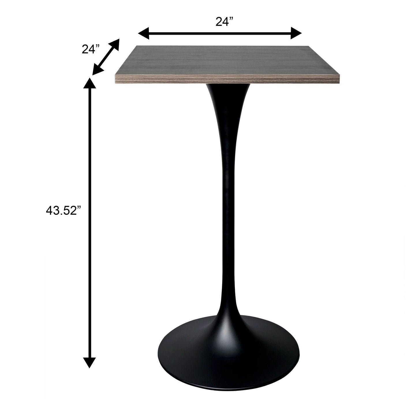 LeisureMod Verve 24" Square Top Bar Height Table, Brushed Gold/Black/White Stainless Steel Base with MDF Table Top - Elax Furniture