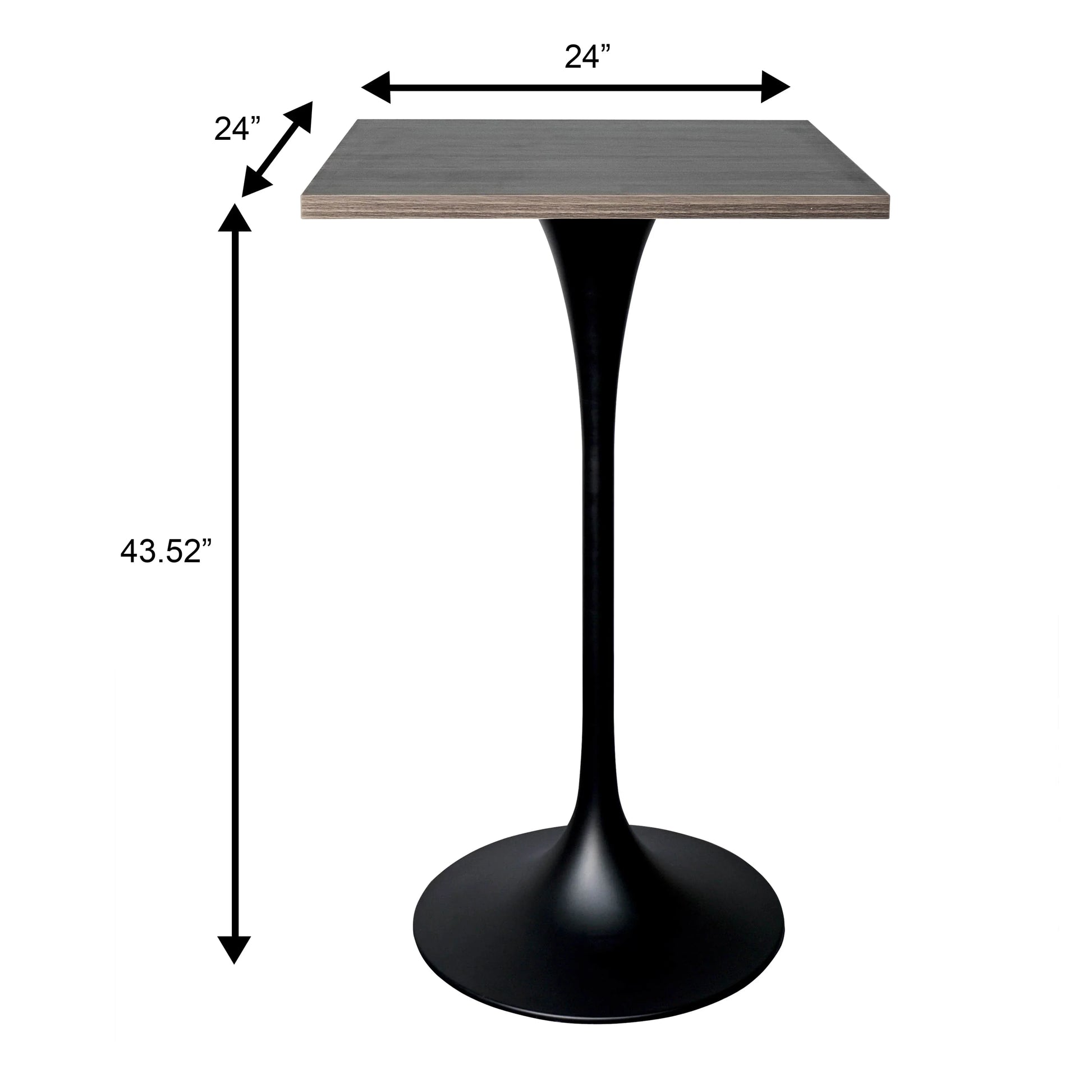 LeisureMod Verve 24" Square Top Bar Height Table, Brushed Gold/Black/White Stainless Steel Base with MDF Table Top - Elax Furniture