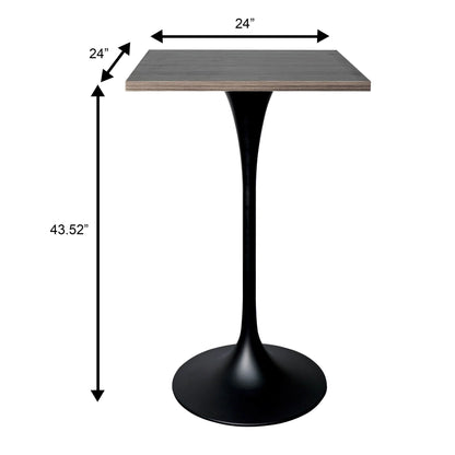 LeisureMod Verve 24" Square Top Bar Height Table, Brushed Gold/Black/White Stainless Steel Base with MDF Table Top - Elax Furniture