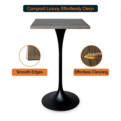 LeisureMod Verve 24" Square Top Bar Height Table, Brushed Gold/Black/White Stainless Steel Base with MDF Table Top - Elax Furniture