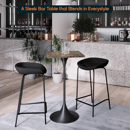 LeisureMod Verve 24" Square Top Bar Height Table, Brushed Gold/Black/White Stainless Steel Base with MDF Table Top - Elax Furniture