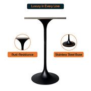 LeisureMod Verve 24" Square Top Bar Height Table, Brushed Gold/Black/White Stainless Steel Base with MDF Table Top - Elax Furniture