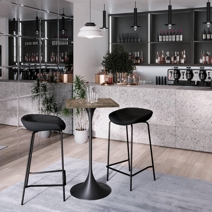 LeisureMod Verve 24" Square Top Bar Height Table, Brushed Gold/Black/White Stainless Steel Base with MDF Table Top - Elax Furniture