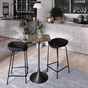 LeisureMod Verve 24" Square Top Bar Height Table, Brushed Gold/Black/White Stainless Steel Base with MDF Table Top - Elax Furniture